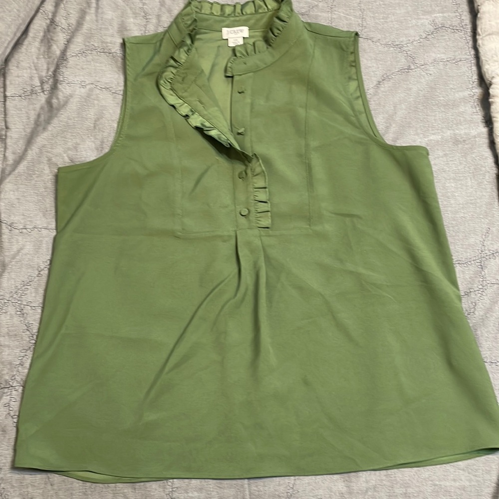 J Crew sleeveless top with ruffle detail